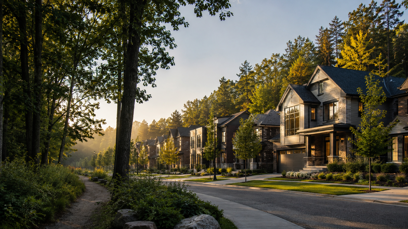 Artist-inspired image of a nature-connected new-home community